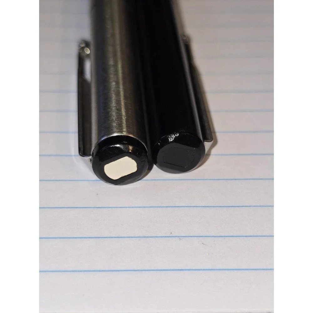 Lot 2 Vintage Parker Vector Fountain Pens Black & Stainless Steel Made In USA